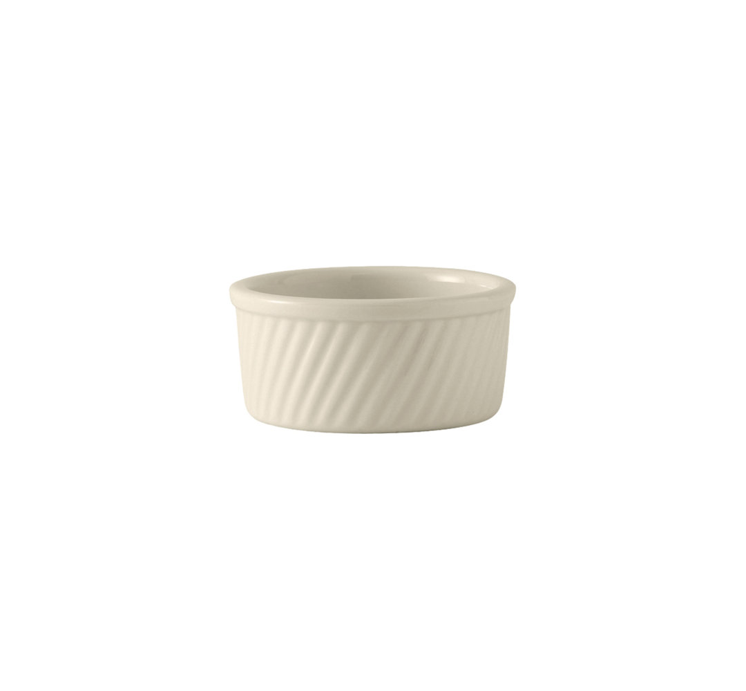 Tuxton Eggshell Round Ceramic 12 Piece Ramekin / Soufflé Dish Bakeware Set (Set of 12) Tuxton