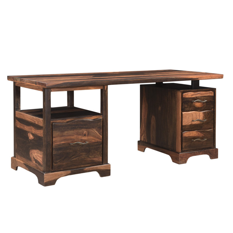 Bureau en bois massif 68 po à 4 tiroirs Natural Edge
