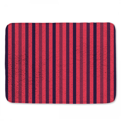 Tapis de bain rouge marine à rayures