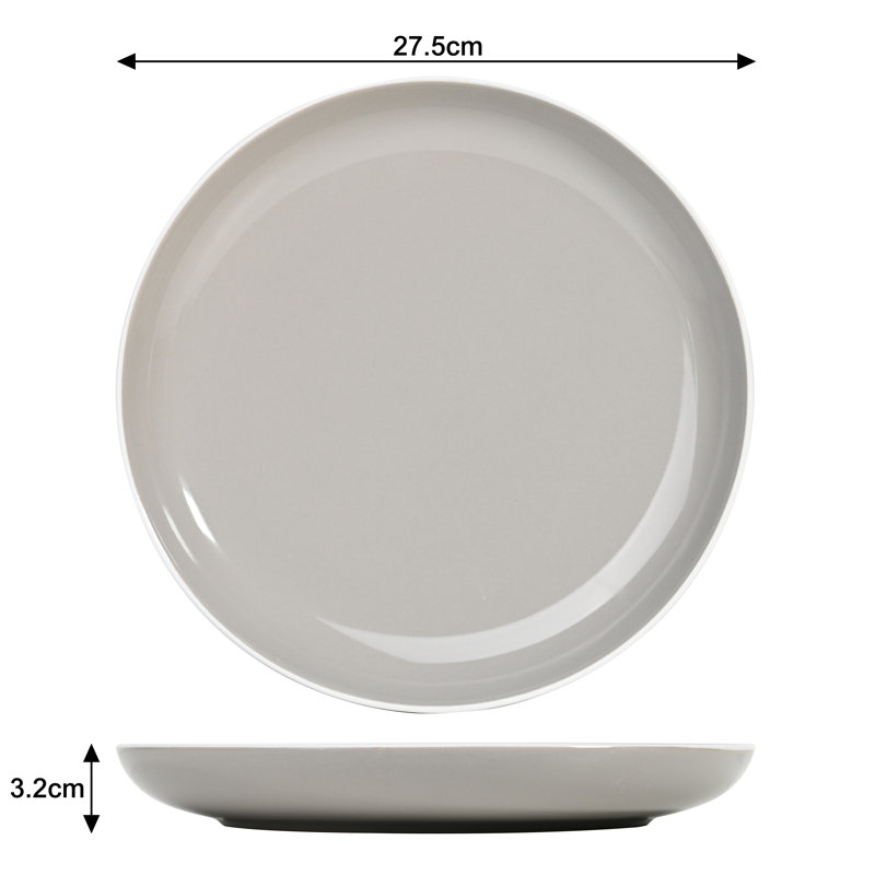 Waterside 12pc 2 Tone Grey & White Rim Stoneware Dinner Set