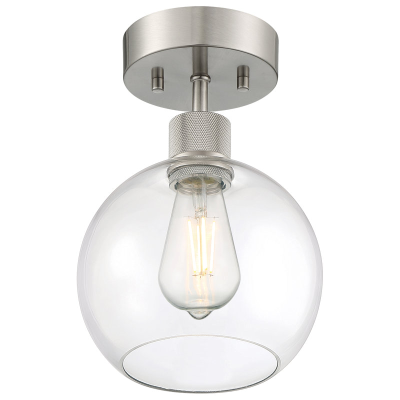 Southglenn Glass Semi Flush Mount, Brushed Steel