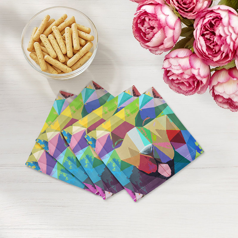 Ode to Okuda Candy Hemstitch Cocktail 6" Linen/Cotton Napkin, Candy