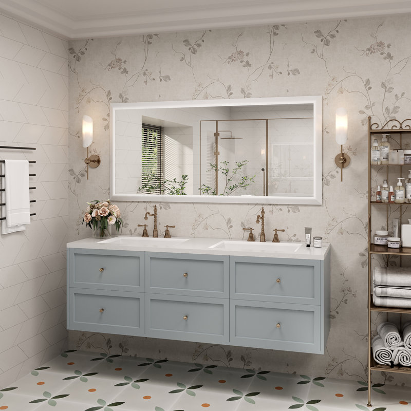 Miroir de meuble-lavabo mural Molly, 60 po x 28 po, Blanc