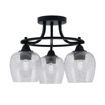 Paramount 3 Light Semi-Flush Shown In Matte Black Finish With 6" Smoke Bubble Glass