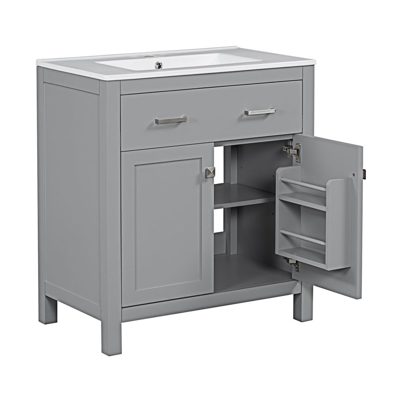 Ensemble de meuble-lavabo double, Gris, Argent argent