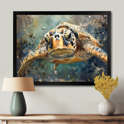 Sea Turtle Journey I - Sea Creatures Wall Art Living Room