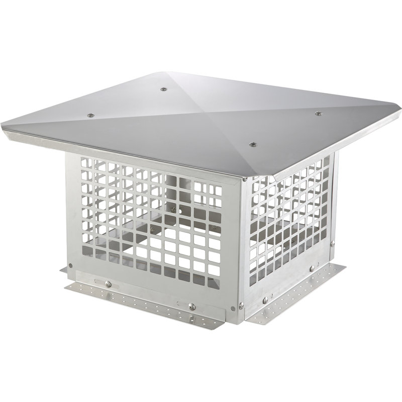 Stainless Steel Square Chimney Cap with Mesh Cover, 12" x 12"