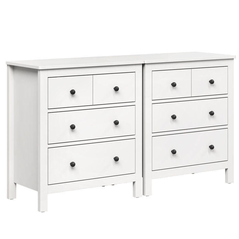 3-Drawer Nightstand, 27" Modern Wood Bedside Table With Storage,Set Of 2, Blanc