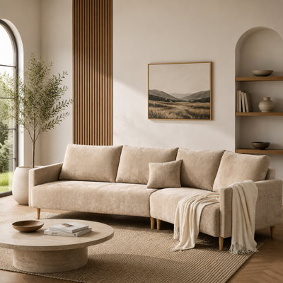 Curved Sectional Symmetrical Sofa, Breathable Linen Fabric Upholstered Couch With Removable Back Cushions
