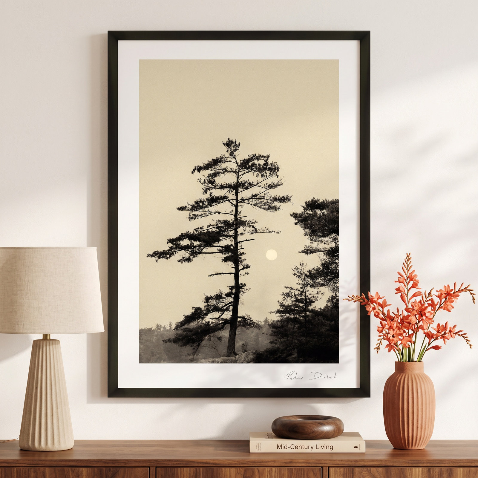 Garden Sign "Serenity" Print by Peter Dušek, 25" H x 17.5" W x 1.25" D, Black
