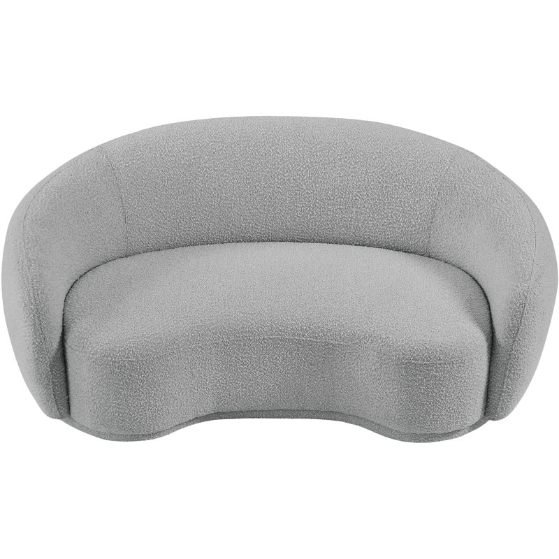 Canapé Chesterfield Hyde, Tissu gris bouclé, H 27,5 po x l 64 po x P 38 po