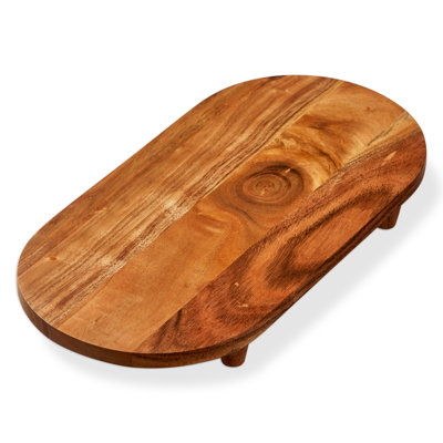 Arc Oval Footed Server Natural Acacia Wood Everyday Serving Tray