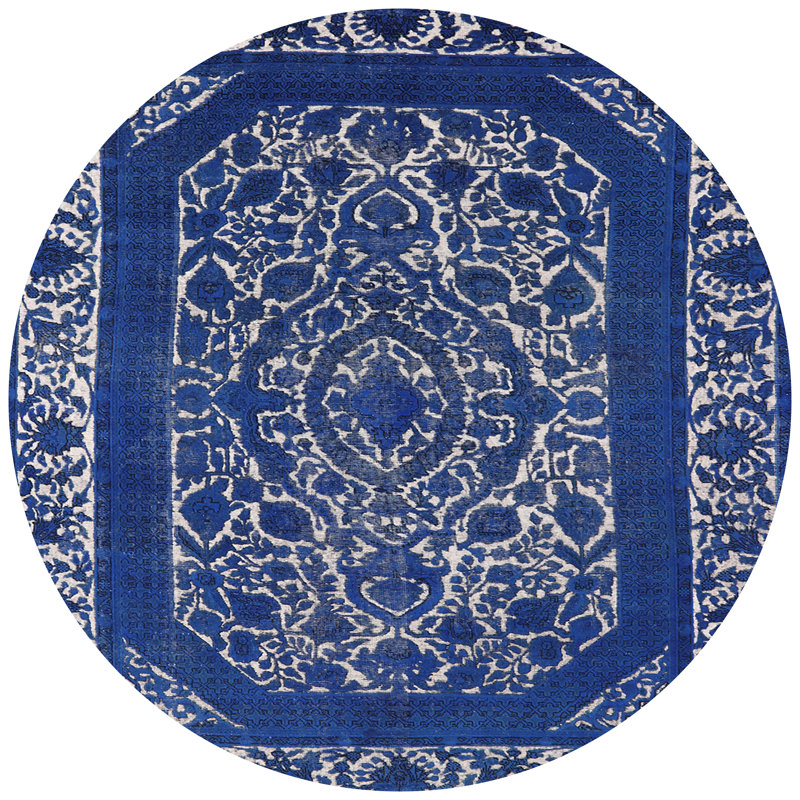 Tapis oriental bleu / blanc, Rond 6 pi