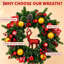 Couronne de Noël pré-éclairée 24 "avec décorations de rennes et de boules de Noël, 20 lumières DEL pour porte d'entrée et manteau de cheminée
