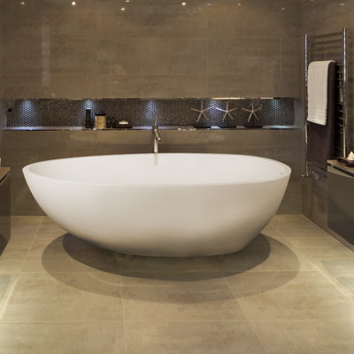 Irideon 71.25'' x 38.5'' Soaking Solid Surface Bathtub