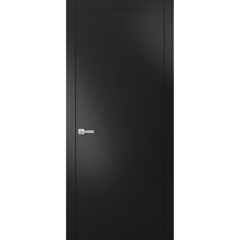 Porte intérieure moderne avec poignée | Planum 0010 | Garniture simple à panneau simple Regural | Salle de bain, Noir mat