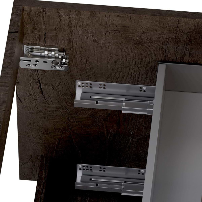 Duo 24" Single Vanity With Integrated Ceramic Top, Weathered Oak, White, 24"
