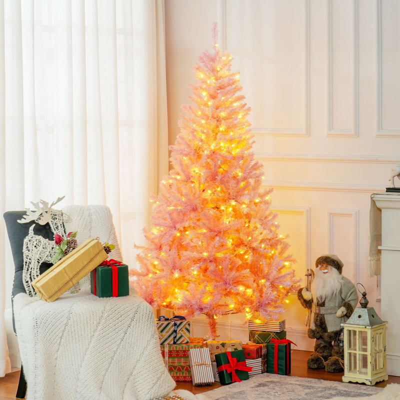 Sapin de Noël artificiel haute de 6 pi avec branches réalistes HOMcom, H 6 pi, Orange