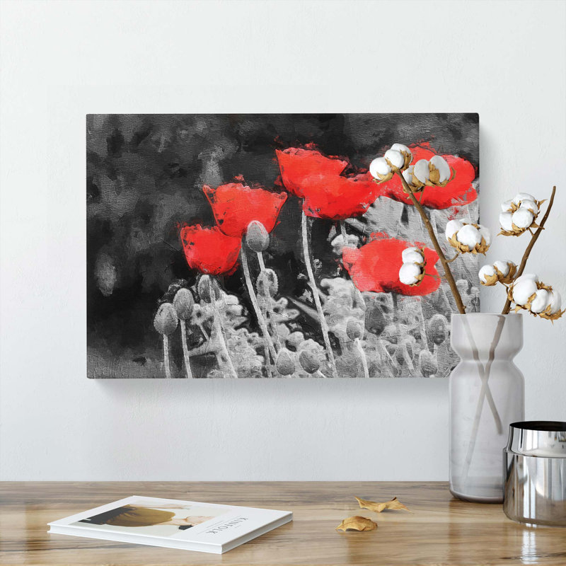 Poppy Field In Abstract - Wrapped Canvas, 40cm H x 60cm W x 3cm D