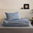 Linen Cotton Blend Bedding Set with Tassel Trim(Dark Blue,Queen)-116782342-116782344