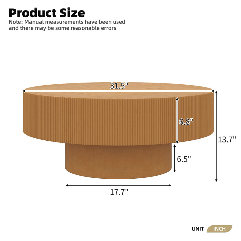 Table basse ronde avec base robuste, Natural