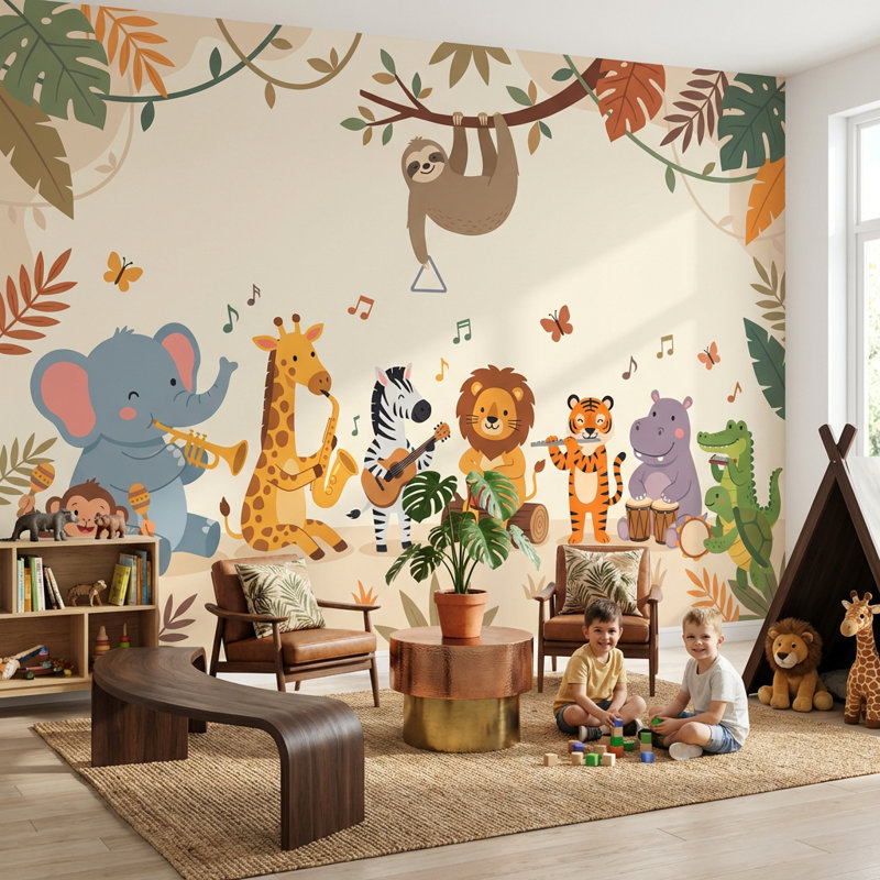 Papier peint Jungle Animals, Non-Woven Nonpasted, 160 po x 108 po
