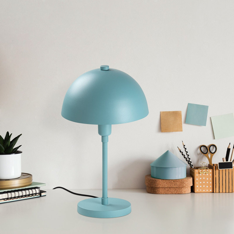 Modern Turquoise Table Lamp with Metal Body, 7.9 x 7.9 x 13.8 Inches | 13 cm Base, 39.4 in Cable, E14 Socket Max 40W | Stylish Solid Color Design for Home, Office & Novelty Décor | IP20 Rated