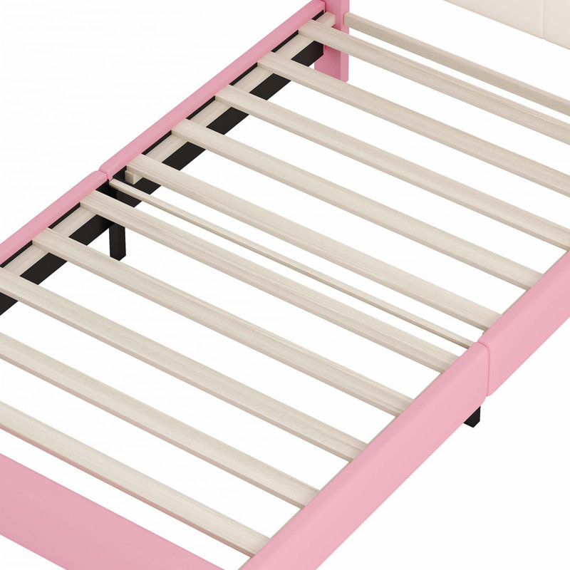 Lit princesse rembourré, lit plateforme, Simple, Rose