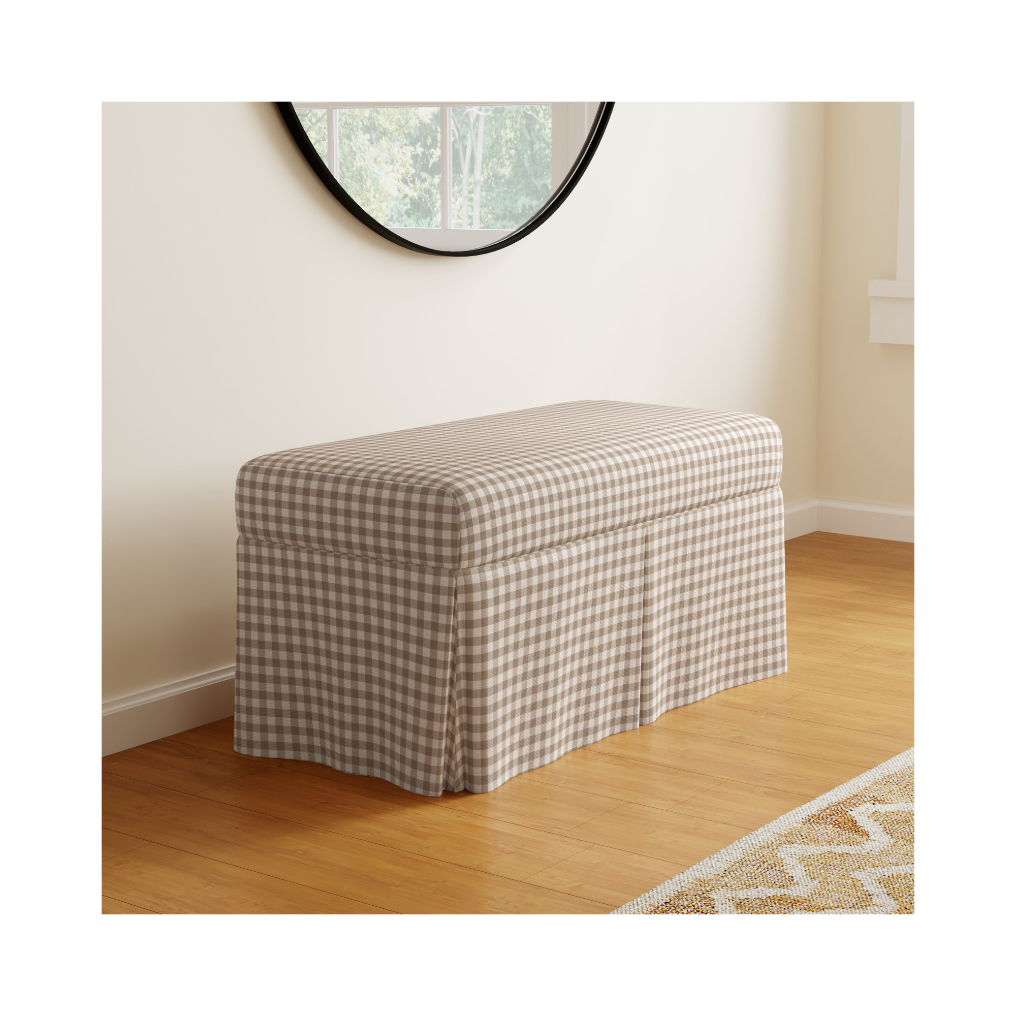 Chaplin Storage Bench, Classic Gingham Tan
