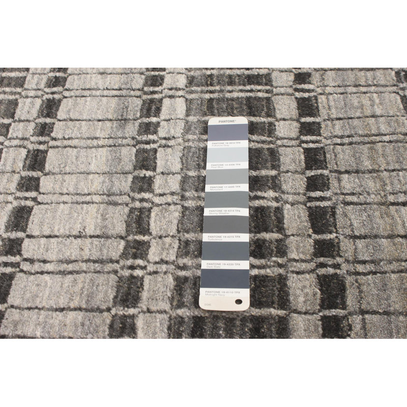 Tapis rayé gris foncé en laine tissé à la main Droitwich