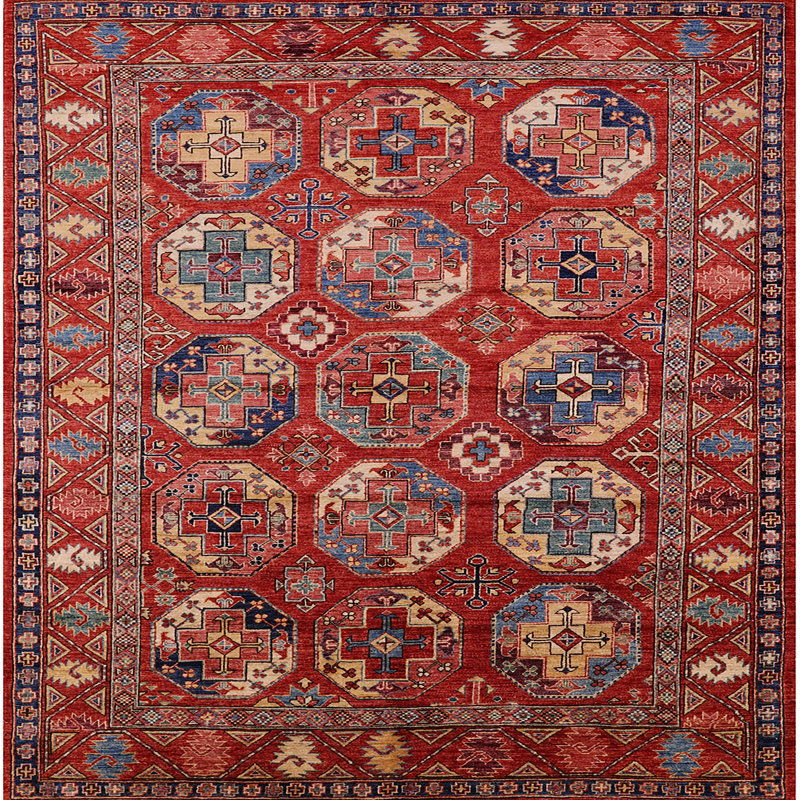 Tapis de style oriental rouge, Carré 4 pi