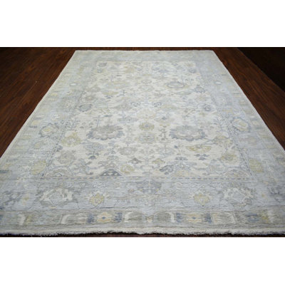 Oushak Collection, Transitional One-of-a-Kind Rectangle 8'7" X 11'7" Wool Area Rug Blue