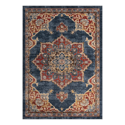 Lieveke Persian Inspired Navy Blue Area Rug