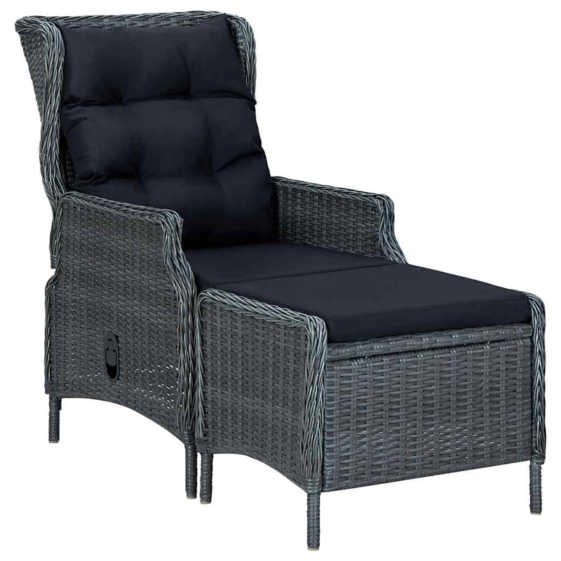 Chaise de patio inclinable avec coussins Couto, Gris foncé