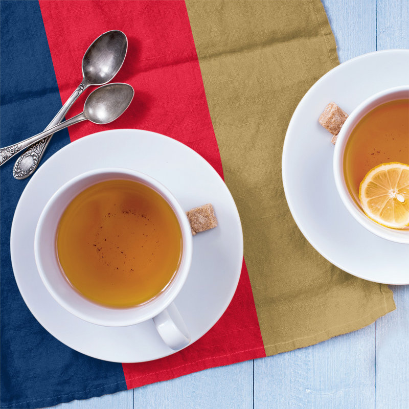 Stripe Tea Towel Kitchen Towel, Navy Blue/Red/Gold Basketball, Cotton