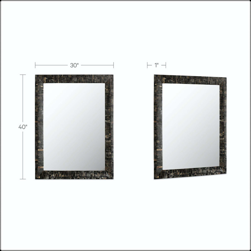 Miroir mural rectangulaire avec incrustation de cornes en tesselle