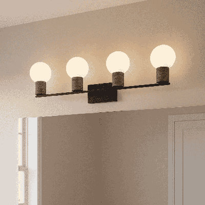 4-Light Bathroom Vanity Light in Matte Black