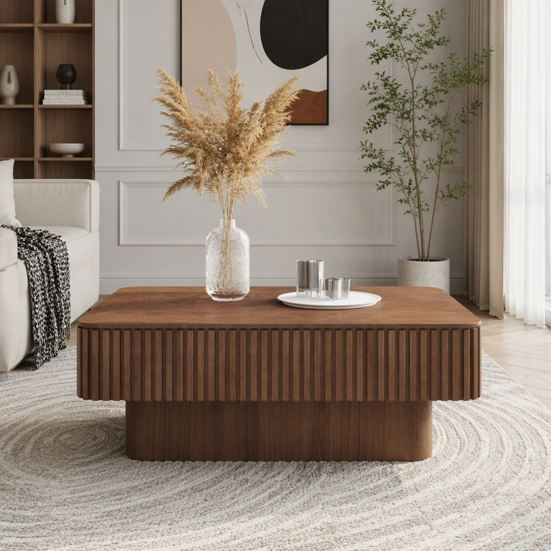 Table basse ronde avec rangement caché, 32 lb, Gris