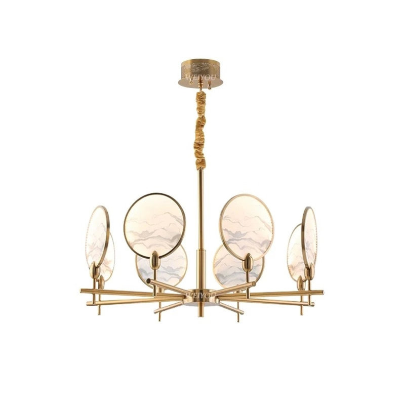 Lustre en fer clair Deyvon Caviar, Étain, Transparent texturé, 48" Diameter x 28” Height