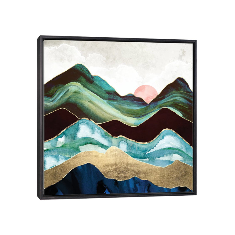 Velvet Mountains - imprimé, H 37 po x l 37 po x P 1,5 po, Cadre flottant noir patiné