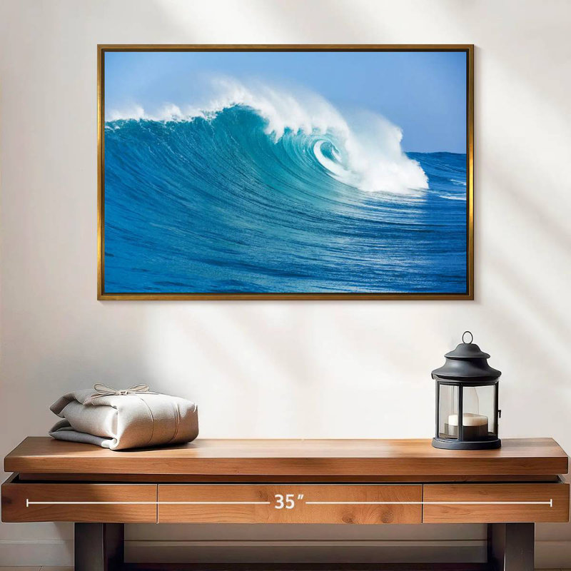 Ocean Wave Break, 13 po x 9 po, Cadre flottant doré