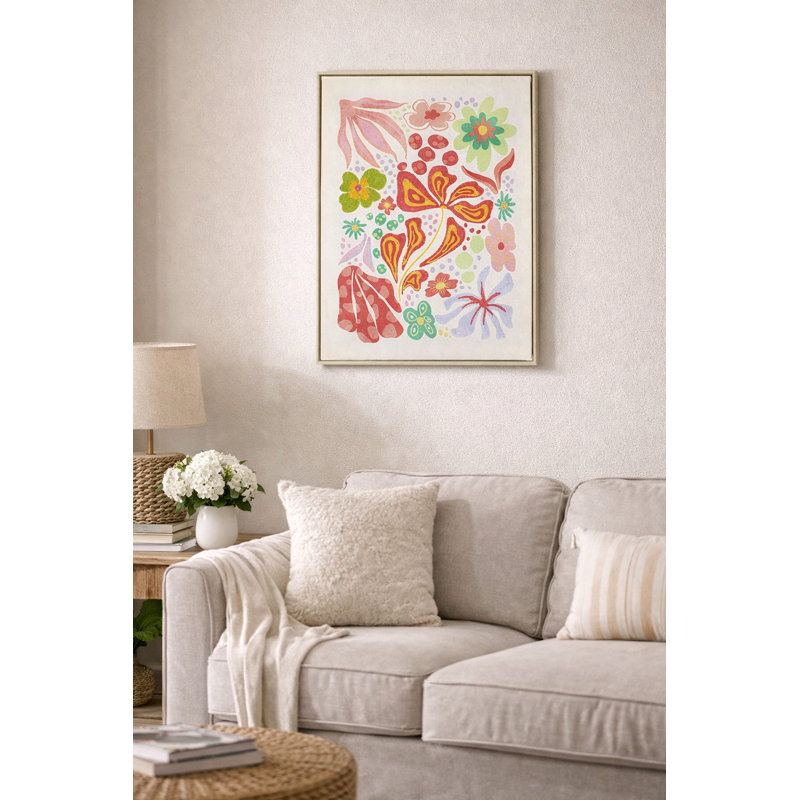 Peinture florale avec broderie