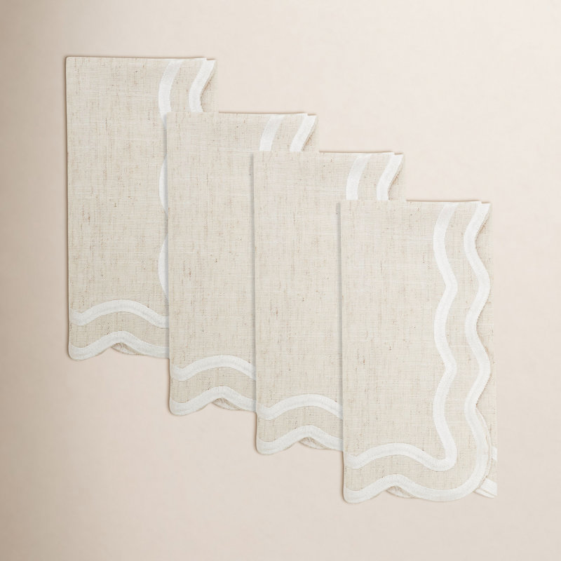 Scalloped Border Napkin (Set of 4), Tan