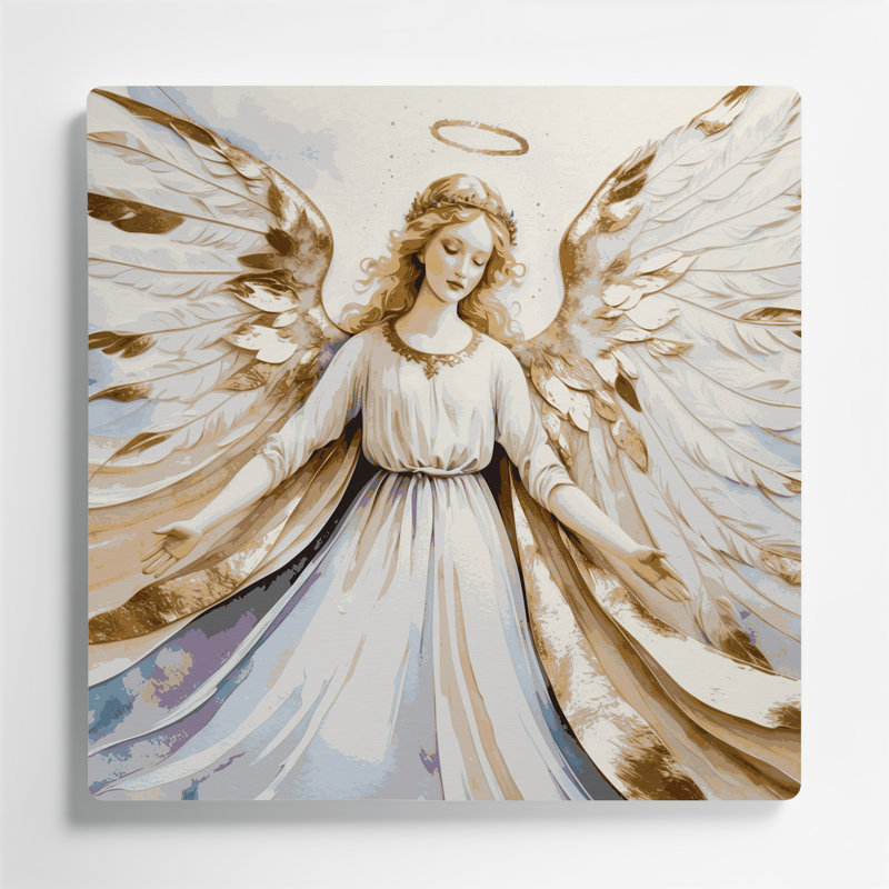 Art mural en métal gris ange de Noël, H 16 po x l 16 po