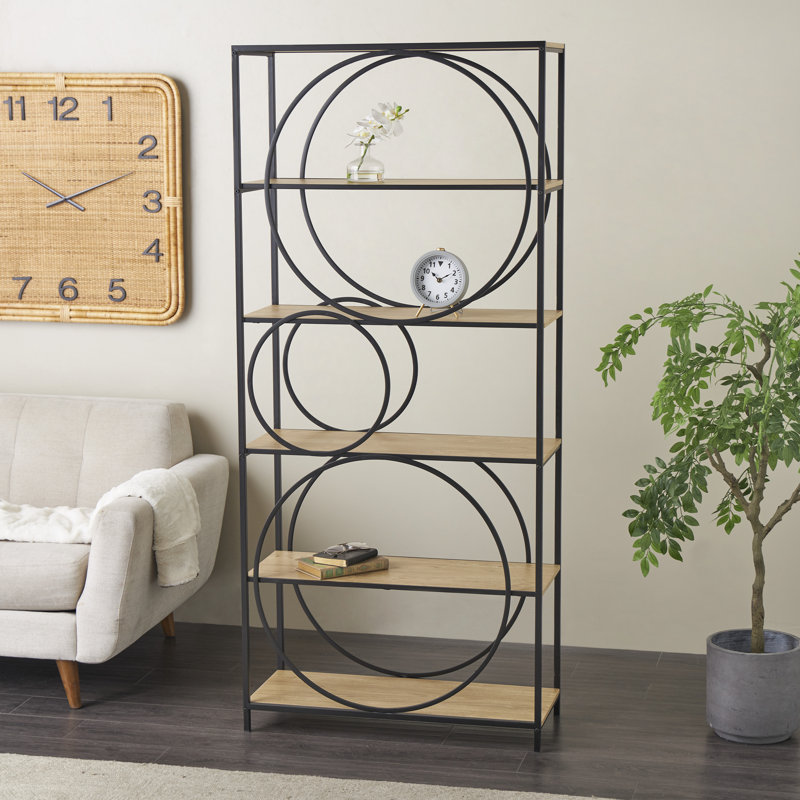 Metal Circle Storage Black Shelving Unit with Black Metal Frame