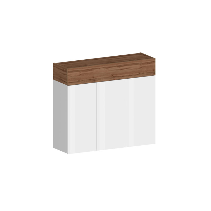 24 Pair Shoe Storage Cabinet, White/Brown Wood