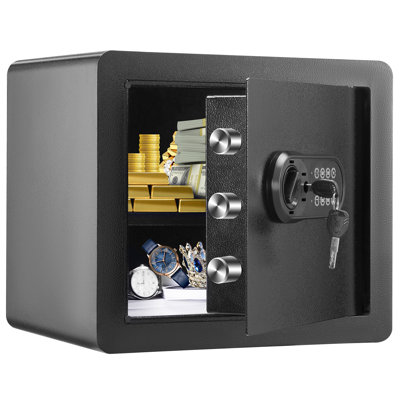 Coffre-fort domestique de 34 litres (1,2 pied cube), en acier, avec clavier numérique et 2 clés, dimensions : 40 x 30 x 35 cm (15,8 x 11,8 x 13,8 pouces), armoire coffre-fort avec sac ignifugé, idéal pour protéger l’argent liquide, l’or, les bijoux et les documents à la maison ou à l’hôtel.