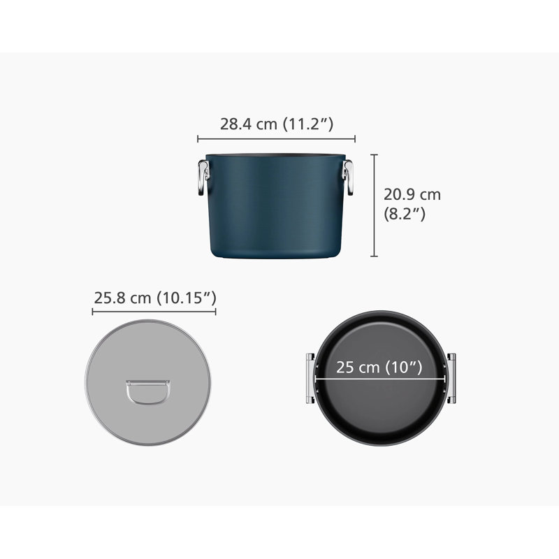 Joseph Joseph Space Ceramic Non-Stick 8.5 Qt. Stock Pot with Folding Handles and Lid