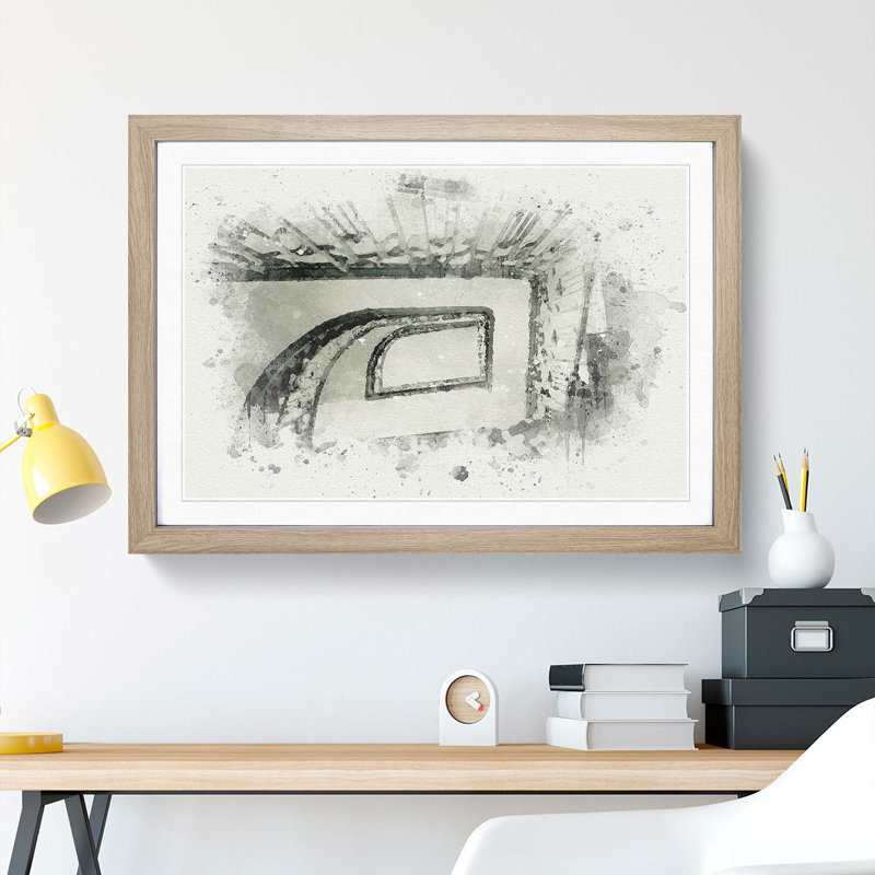 Rectangular Staircase in Abstract - Picture Frame Graphic Art Print, 62cm H x 87cm W x 2cm D, Oak Framed