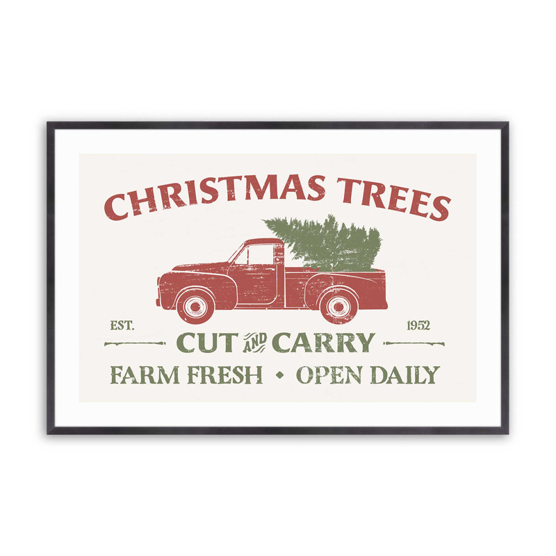 «Farm Fresh Christmas Trees», impression roulée, Cadre simple en zinc patiné, H 12,25 po x l 15,25 po x P 1,25 po
